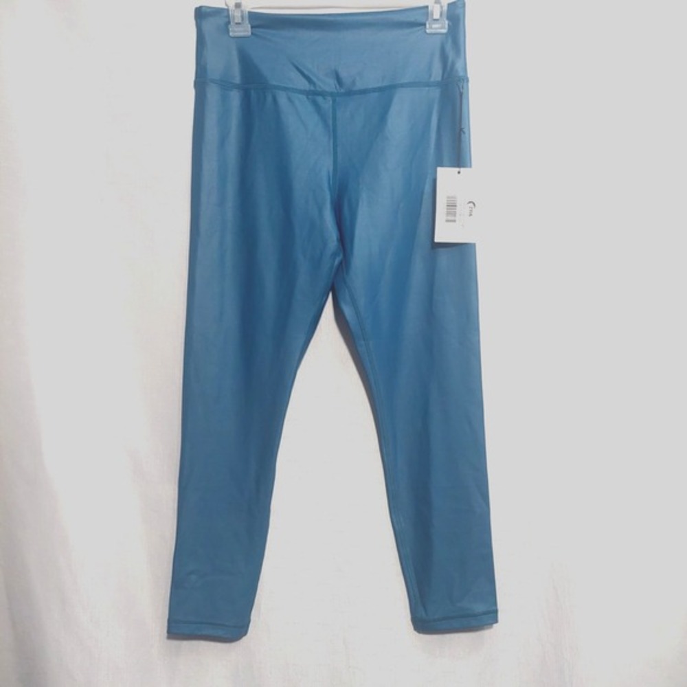 Zyia Active Pants Cropped Ocean Metallic Light n Tight‎ Hi-Rise 7/8 24" (12) NEW